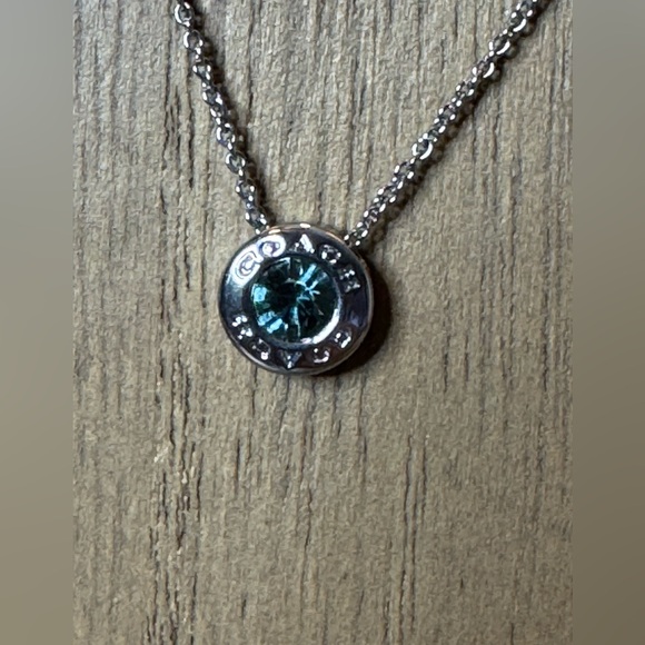 Coach Open Circle blue stone necklace silver toned stamped - Picture 5 of 9